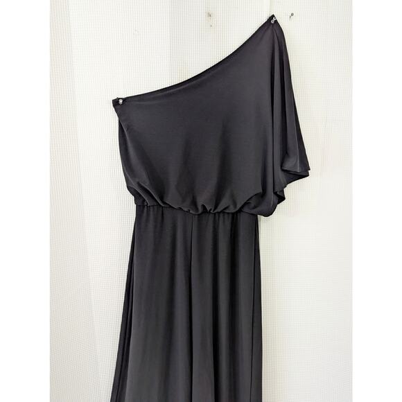 BISOU BISOU! SUPER ELEGANT ONE SHOULDER, DRAPED, MAXI ONESIE, JUMPSUIT! SZ 4 - Picture 3 of 11